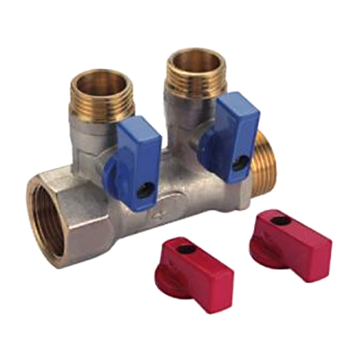 Коллектор с отсекающими кранами на 2-выхода x 1" x 3/4"K Frap F403.2