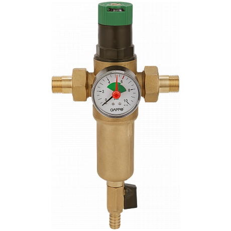 Фильтр со встроенным редуктором давления поршневого типа для горячей воды Gappo G1413.05 3/4"