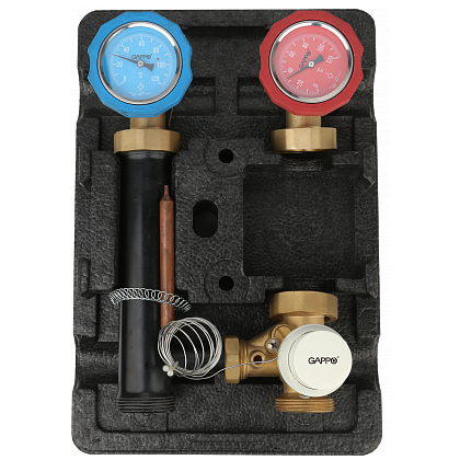 Насосная группа с термостатическим смесительным клапаном без насоса Gappo G1481 1" 20-70°С